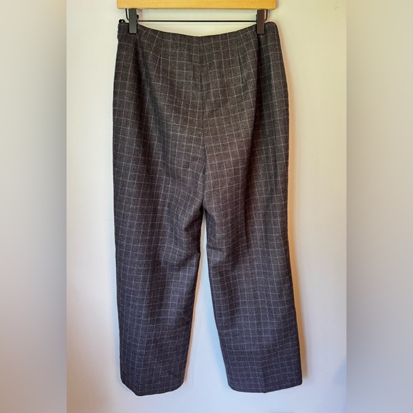 Vintage Talbots 100% Wool Charcoal Gray Check Lined Straight Leg Pants Size 10P - Picture 2 of 5